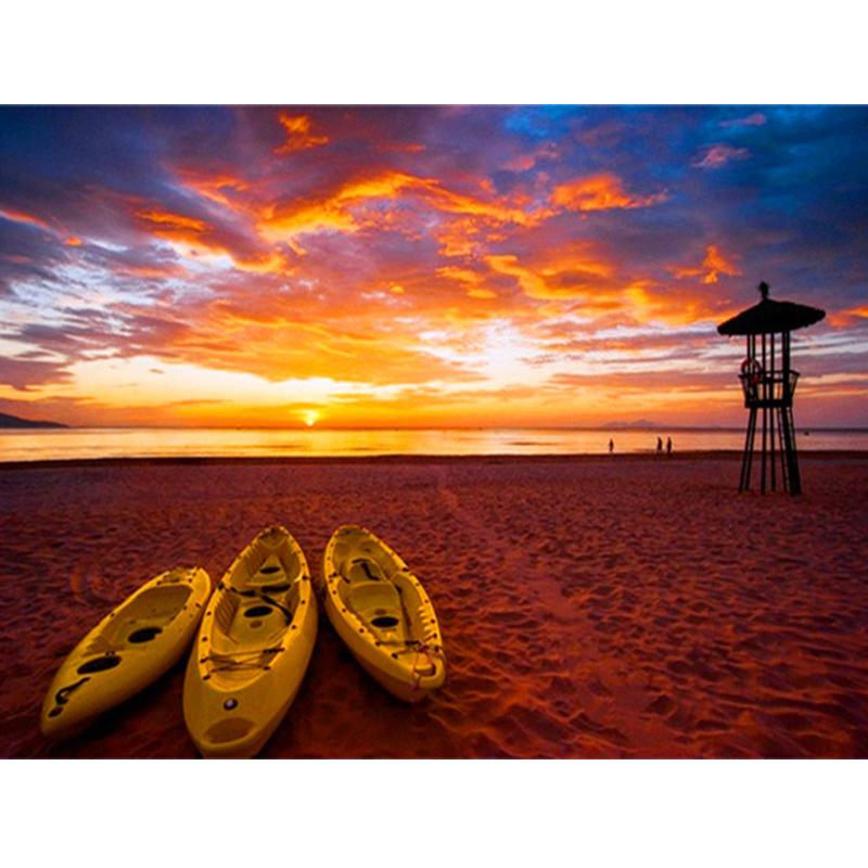 Алмазная картина 5D DIY Приморский Полный дрель Квадратная Алмазная вышивка Закат Картина горный хрусталь Пейзаж Настенный декор