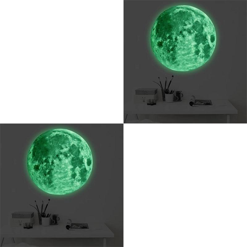 1/2/3pcs 3D Luminous Moon Wall Sticker Glow In The Dark Fluorescent Sticker PVC Home Kids Room Decals Wall Decor Wallpaper