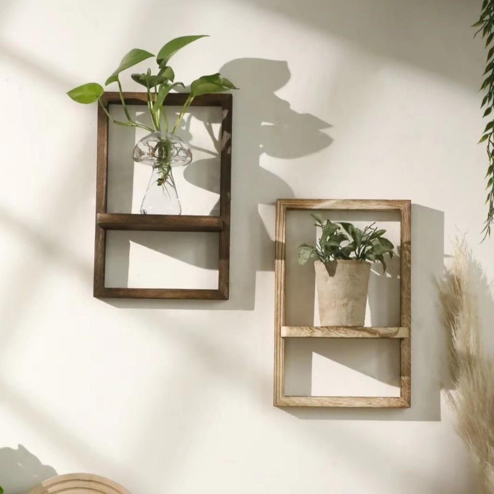 Decorative Wall Floating Hanger Wood Wall Mounted Shelf for Display Candles Album Potted Plants