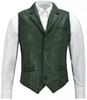 Green Genuine Western Vest Coat Jacket Lambskin Men Leather Handmade Waistcoat Button