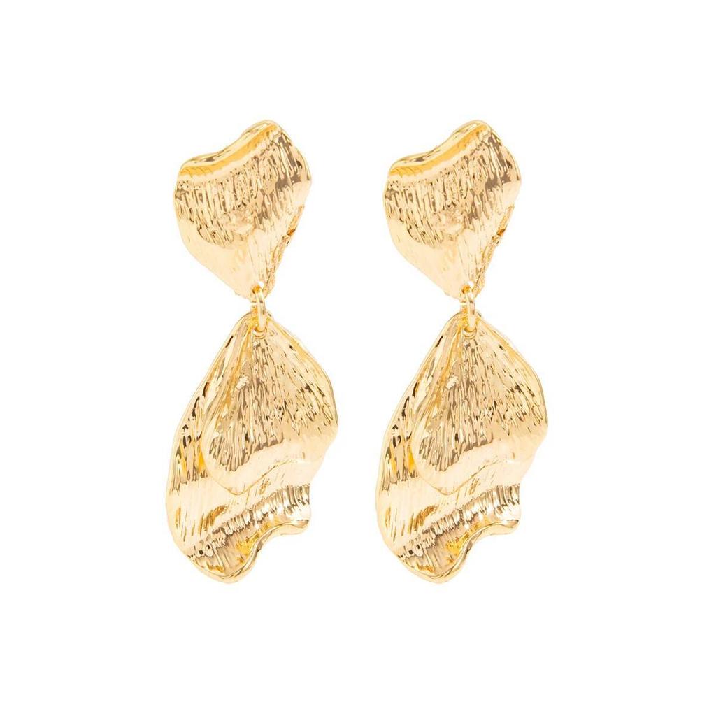 Ingemark Trendy Metal Petal Pendant Earrings for Women 2026 Vintage Personality Aesthetic New Year Jewelry Gift Ear Accessories