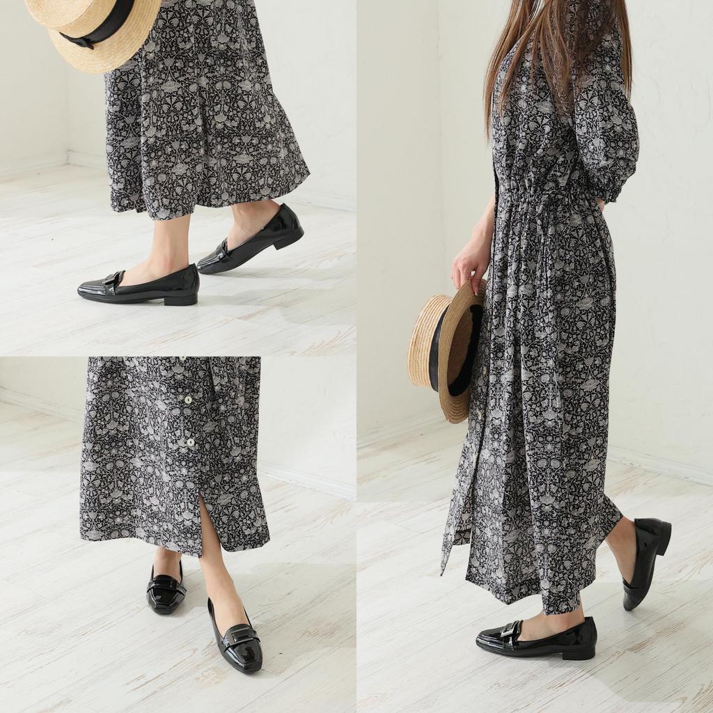 Neue ar he AC Made in Japan легкие широкие 3E квадратный носок эмалированные туфли на низком каблуке туфли-лодочки [Demeter] женские 1785-L30 (Черный,