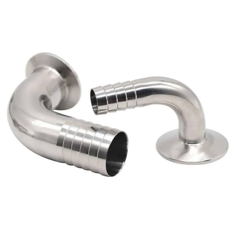 Stainless Steel Sanitary 90-Degree Quick-Connect Hose Elbow