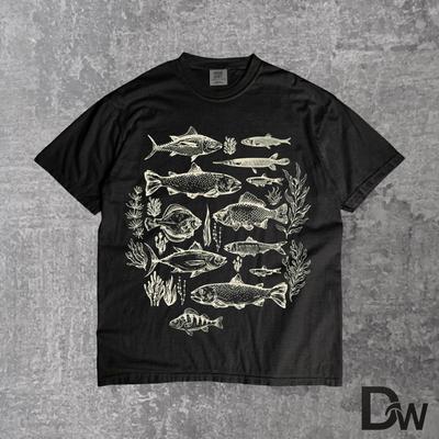 Fish Tattoo Style Comfort Colors T-Shirt | Vintage 90s Y2K Bass Fishing Graphic Tee, Fisher Gift