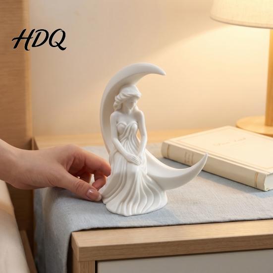 Уникальный подарок на день рождения 3D-печатная статуэтка Лунной Богини Леди Полумесяца Арт Настольное украшение для дома Скульптура Элегантная Девочка Спальня Креативный подарок Ей