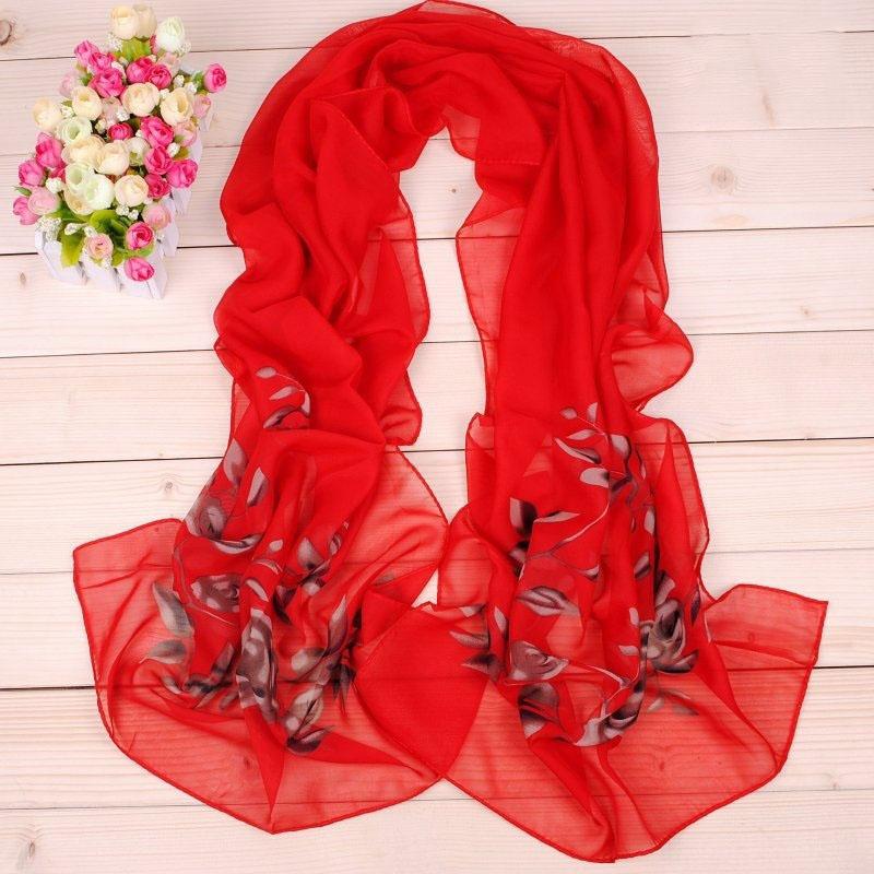 Silk Scarf For Women In Summer Fashionable Shawl Thin And Versatile Spring And Autumn Sand Scarf Long Chiffon Small Strip Scarf