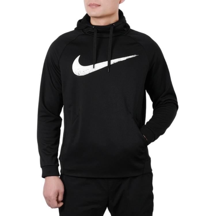 Nike Повседневная спортивная мужская флисовая толстовка с большим логотипом, черные BQ8106-010