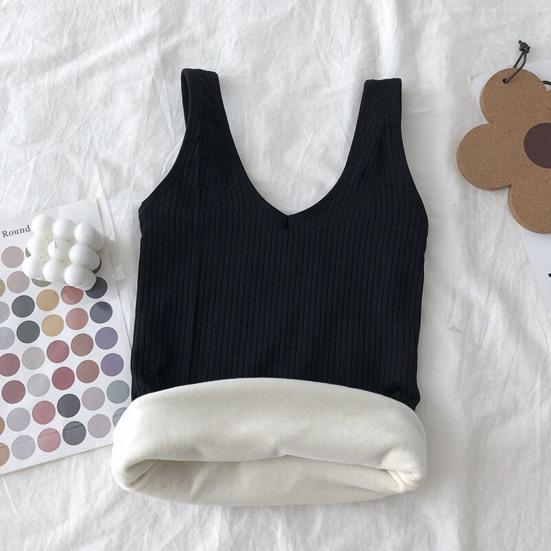 Зимний женский терможилет бесшовный толстый плюшевый быстро фиксирующийся на температуре V-образный вырез облегающий эластичный безрукавный внутренний костюм нижняя майка