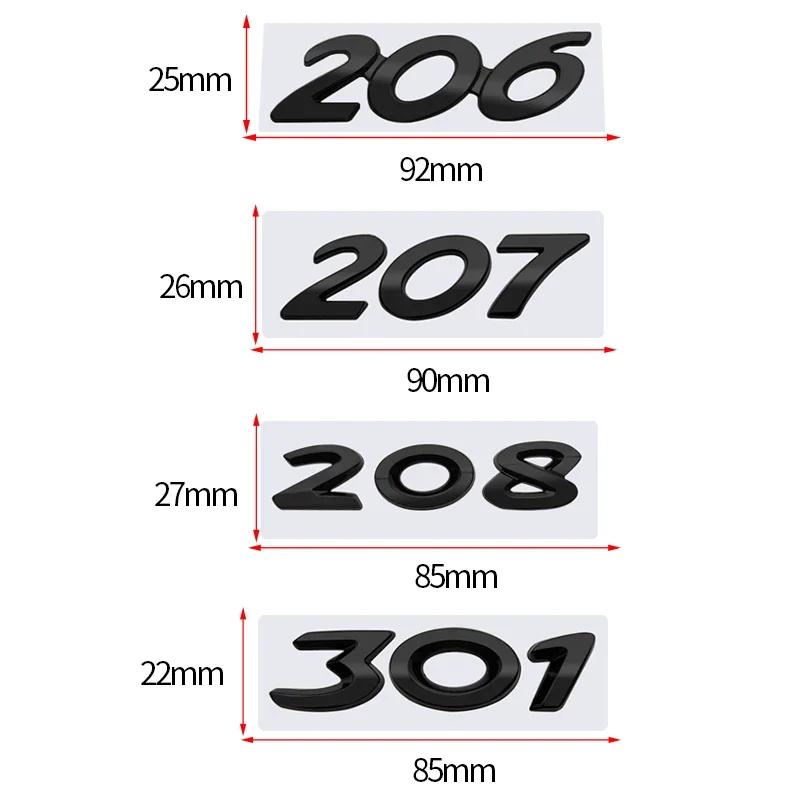 Car Rear Trunk Letters Emblem Sticker for Peugeot 206 207 208 301 307 308 Auto Body Side Badge Decal Exterior Accessories R2