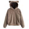 Winter Korean Fashion Bear Ears Cute Loose Hoodie Fluffy Hooded Warm Sweatshirt Long Sleeve Top Solid Pullover Clothes For Women