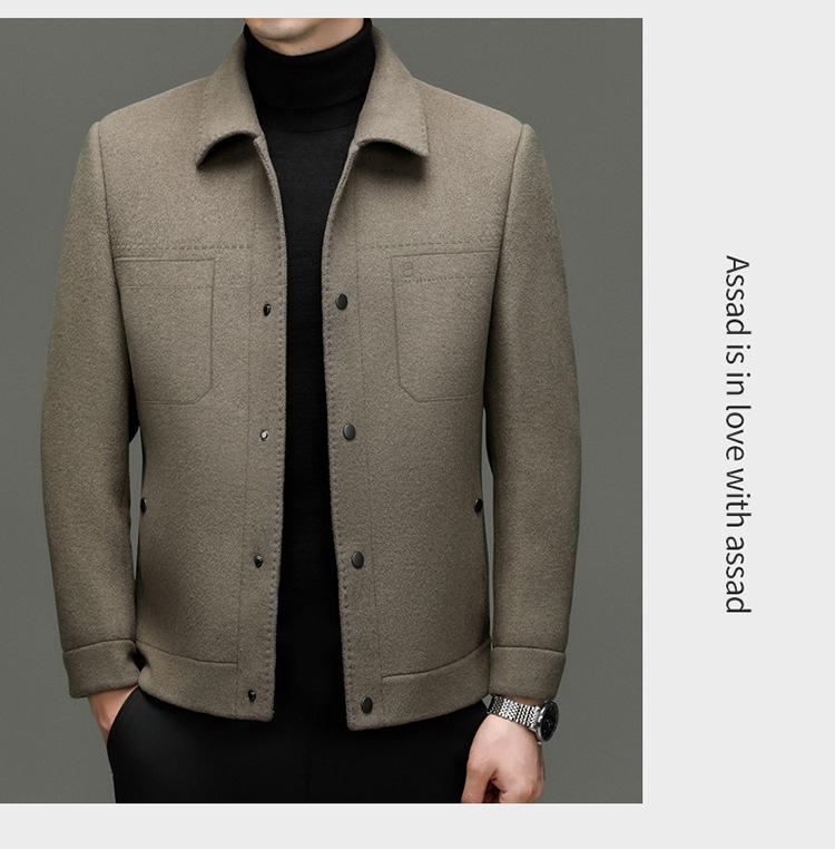 Модная мужская зимняя шерстяная куртка со съемной пуховой подкладкой и воротником-стойкой