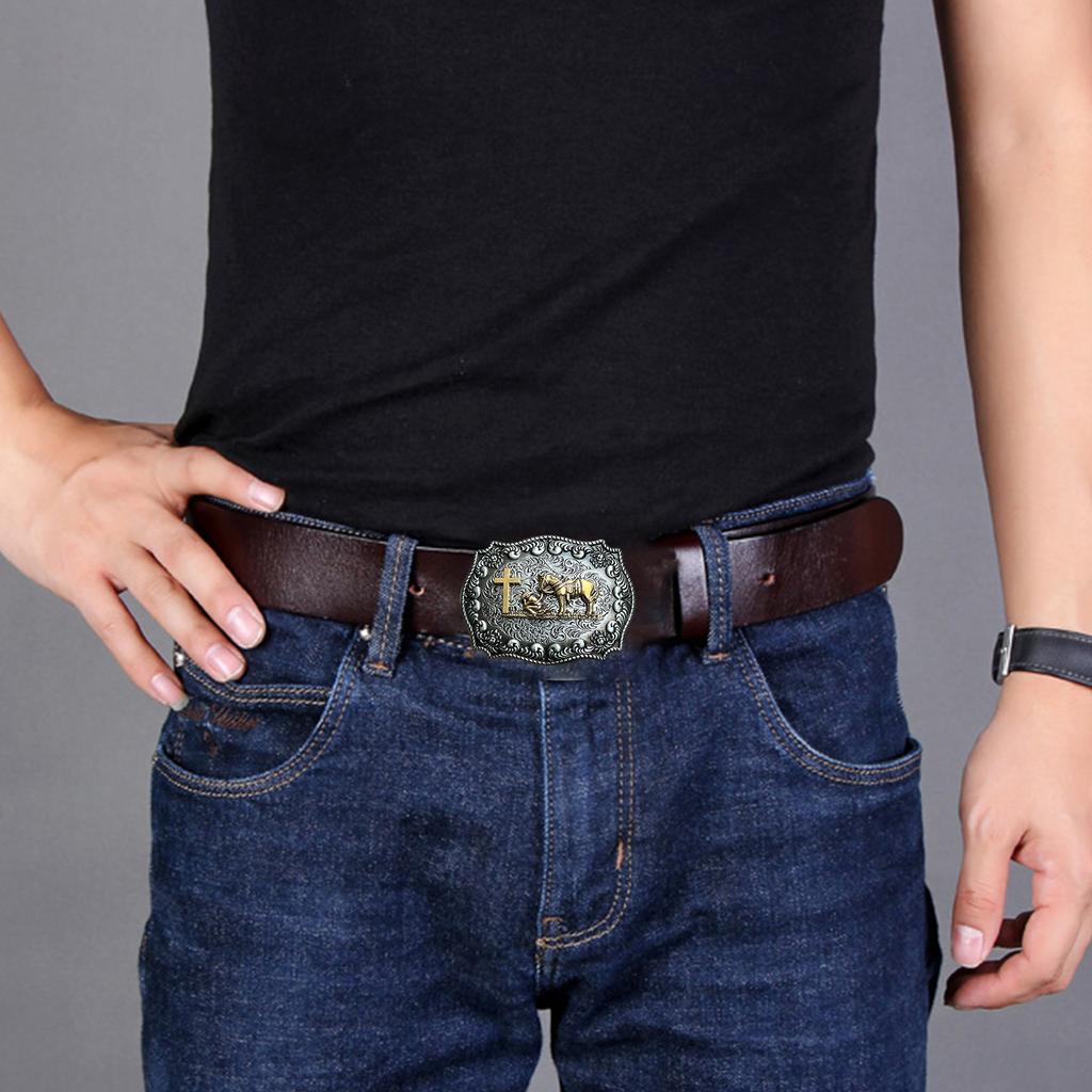 Bull Skull Shape Belt Buckle Adult Unisex Clothing Accessories Western Cowboy Buckle for Adult Waist Belt DIY Supplies