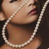 [Кремовая лента] Жемчужное базовое длинное ожерелье