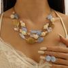 Boho-Chic 3pcs Summer Jewelry Set - Colorful Beaded Necklace and Earrings, Perfect for Parties & Vacations