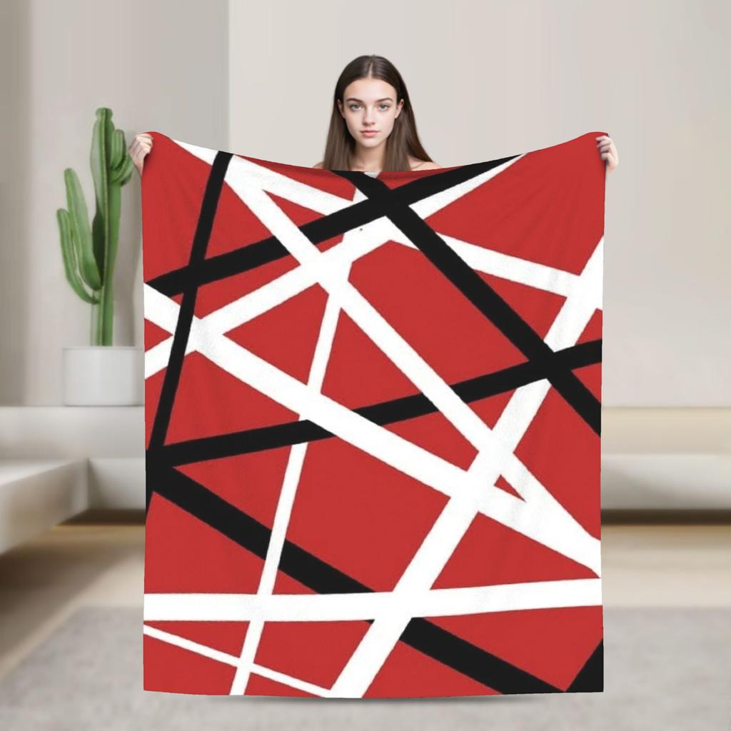 Warm Cozy Blankets Plane Travel Van Halen Blue Rock Stripes Throw Blanket Graphic  Bedspread For Sofa Home