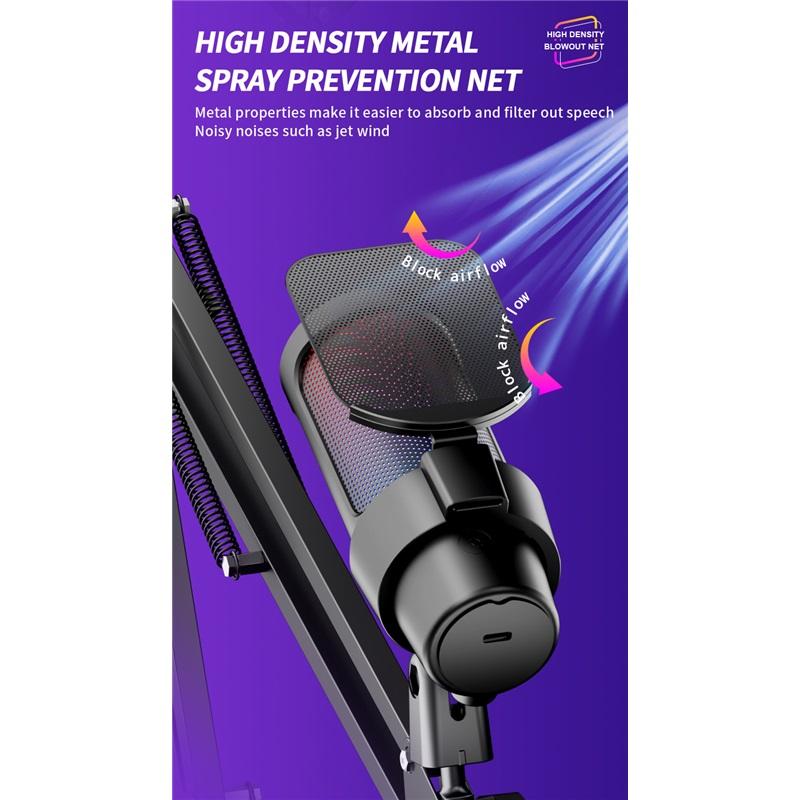 M8 Gaming Microphone, USB and RGB Live Streaming Professional Recording Condenser Gaming Microphone