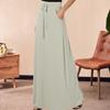 Женская макси-юбка с регулируемой завязкой и высокой талией, однотонная длинная юбка с карманами, повседневная