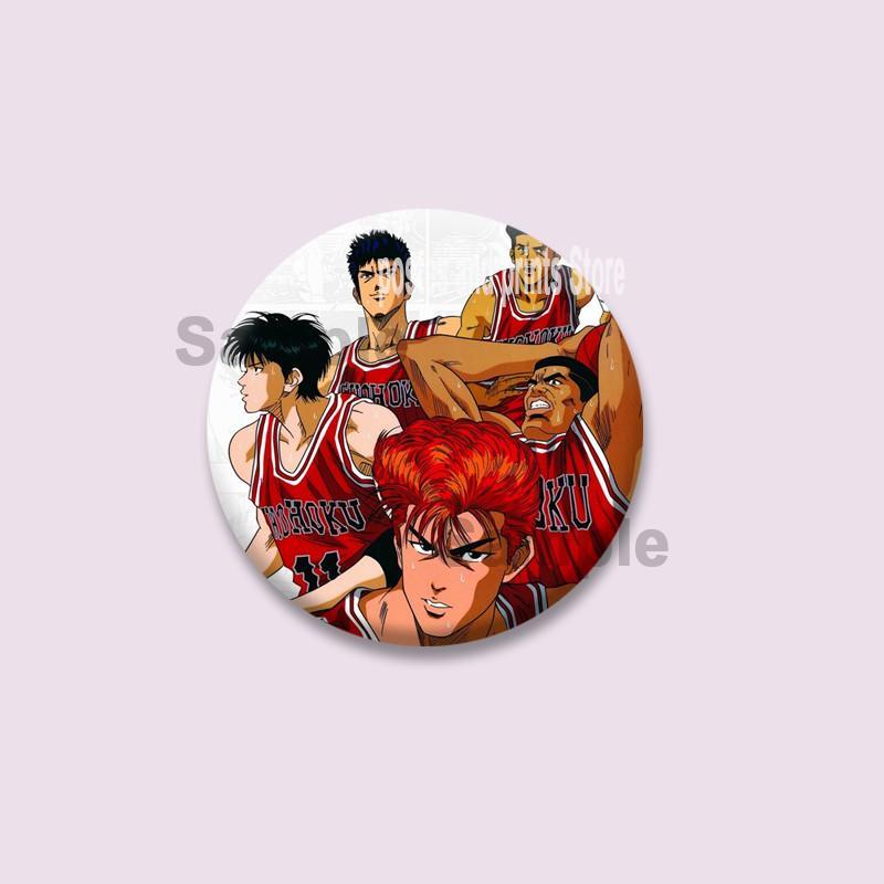 Anime Hanamichi Sakuragi Kaede Rukawa Coin Badge Cartoon Role Playing Brooches on Backpack Jewelry Pins Accessories Friend Gifts