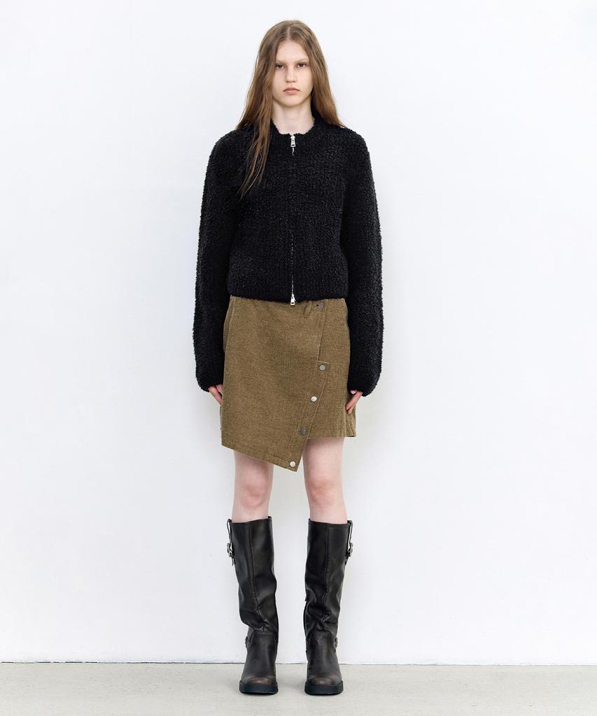 Insilence Woman Corduroy Asymmetrical Skirt Ash Brown
