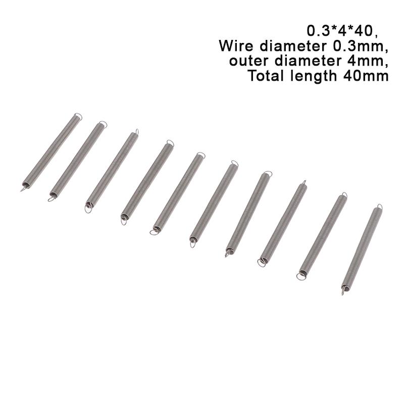 10 шт./лот, пружина растяжения 0,3 мм, удлинительная пружина из нержавеющей стали 304, наружный диаметр 3 мм-4 мм