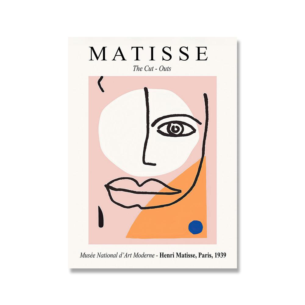 Matisse Geometry Wall Art Decor Poster Neutral Abstract Line Face Canvas Prints Modern Minimal Wall Pictures For Living Bed Room