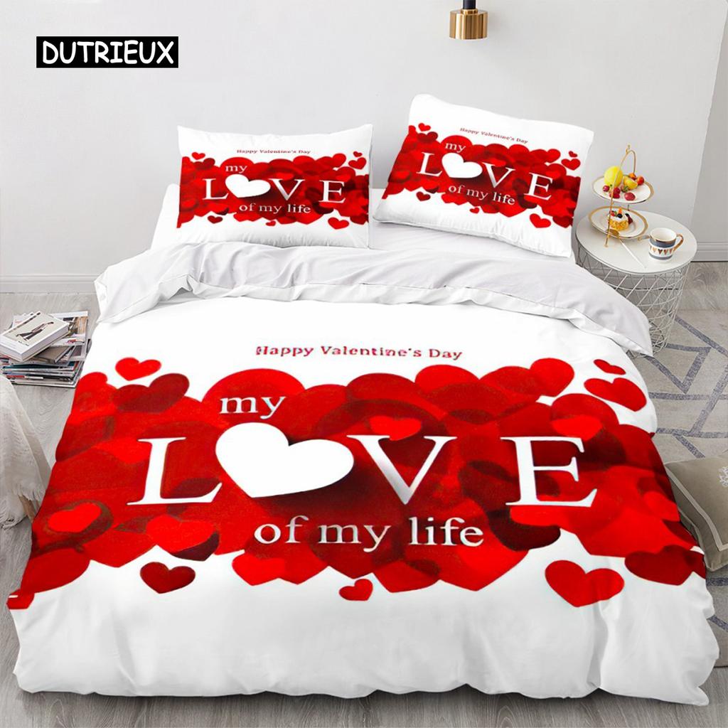 Красный пододеяльник с сердечками для любви, роскошный комплект постельного белья в романтическом стиле для пары, подарки на День святого Валентина для подруги, украшение спальни