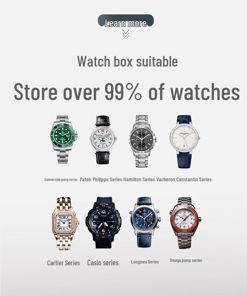 Кожаный дисплейный кейс для часов и ювелирных изделий с несколькими отделениями и верхним светом