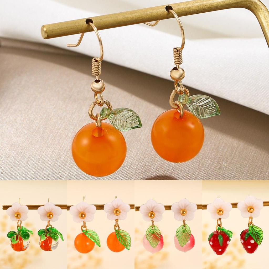 Модные креативные серьги-гвоздики со сладким апельсином-кумкватом для женщин