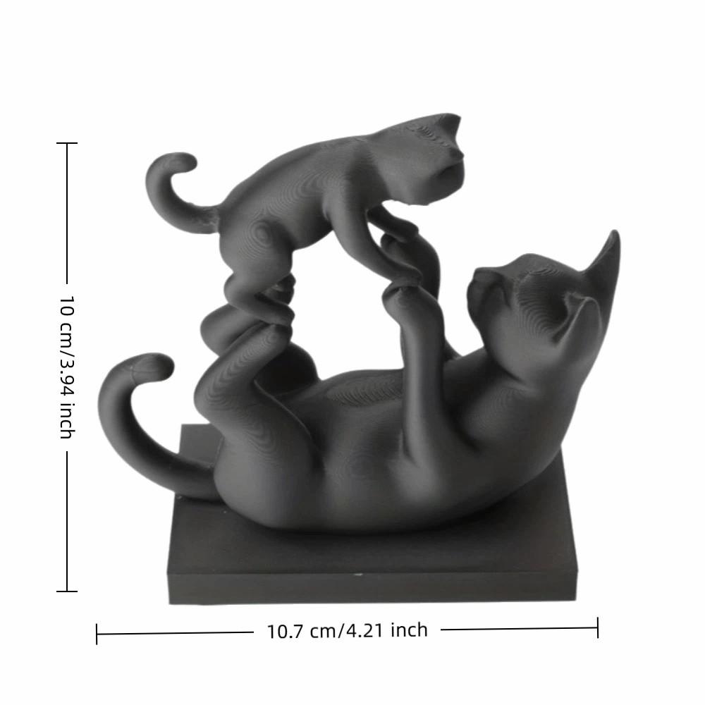 3D Print Parent Child Cat Statue Minimalist Cat Desktop Ornament Gift for Cat Lovers