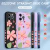 Чехол для телефона с рисунком розовых цветов и лепестков с квадратным краем, жидкий силикон, ТПУ, полное покрытие, защитный чехол для камеры Xiaomi Redmi