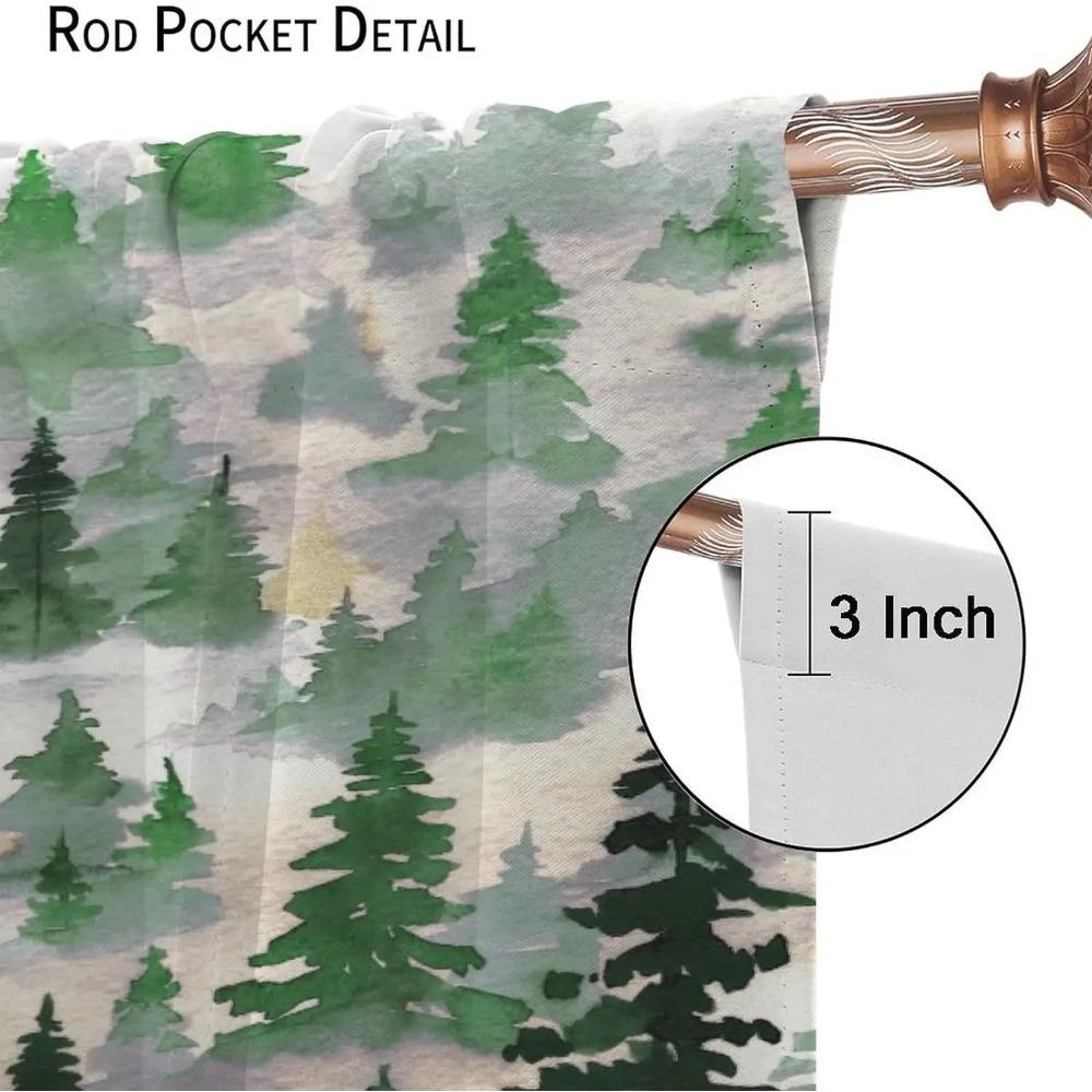 Country Forest Curtain Wild Animal Bear Deer fox Wolf Country Printed Curtain Semi-blackout Drape Bedroom Window Living Area Room Pair Of 2 Panels
