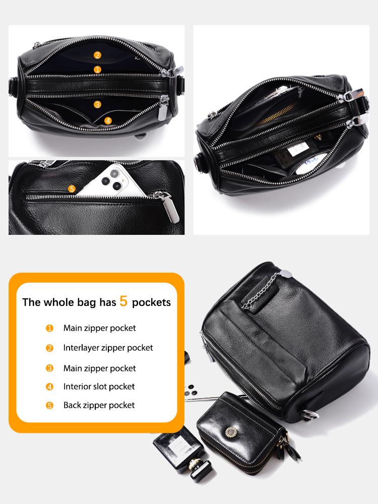 Zency мягкая кожаная повседневная сумка через плечо для женщин с двумя карманами на молнии маленькая летняя сумка через плечо
