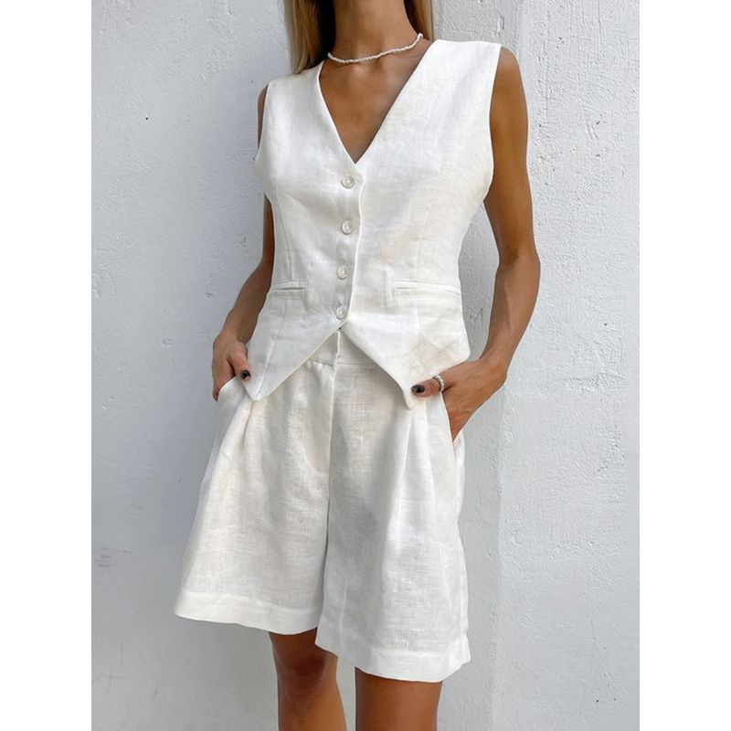 Casual Sleeveless Vest and Shorts Two-Piece Set Casual Vest Suit