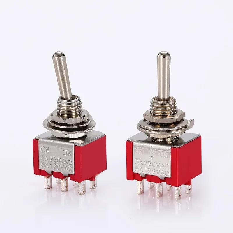 10pcs 3/6 Pin Mini Switches MTS-102 103 MTS-202 203 Toggle Switch ON-OFF-ON Micro Switch with Solder Terminal Waterproof Cap