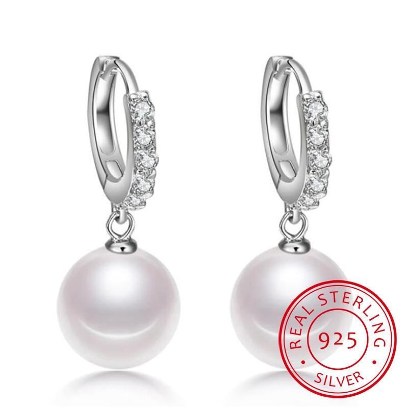 Pearl Earrings Genuine Natural Freshwater Pearl 925 Sterling Silver Earrings Pearl Jewelry For Wemon Wedding Gift