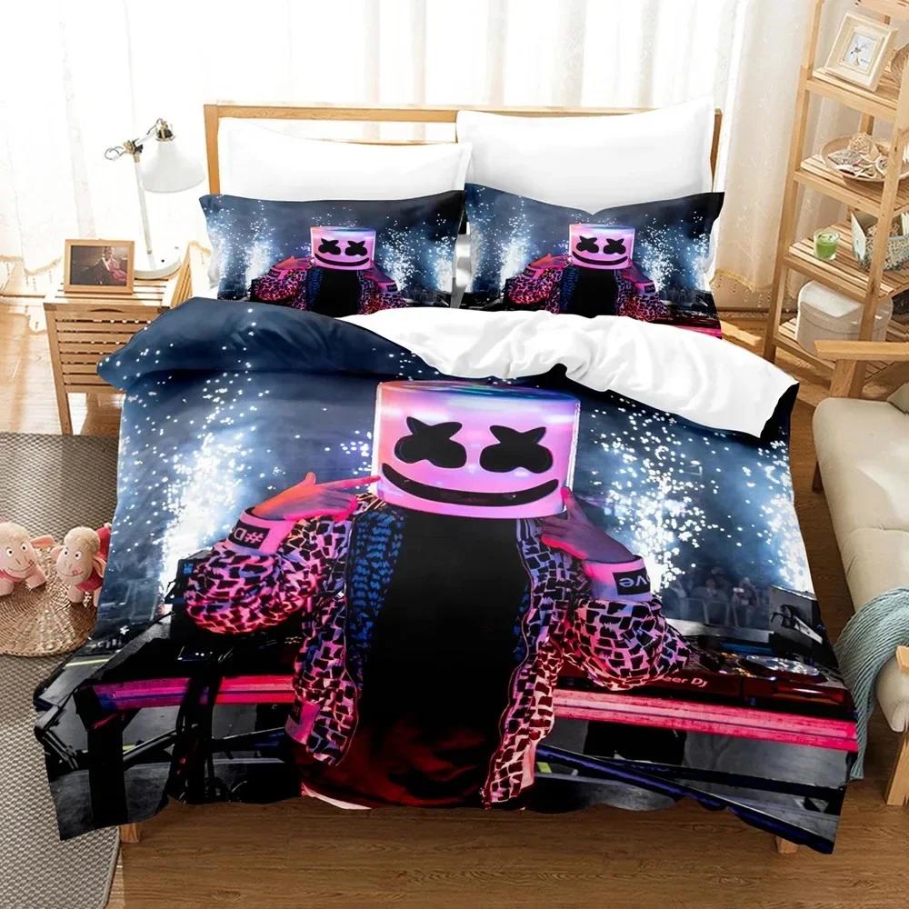 DJ Marshmello Bedding Set Single Twin Full Queen King Size Hip Hop Bed Set Aldult Kid Bedroom Duvetcover Sets 3D Print 035