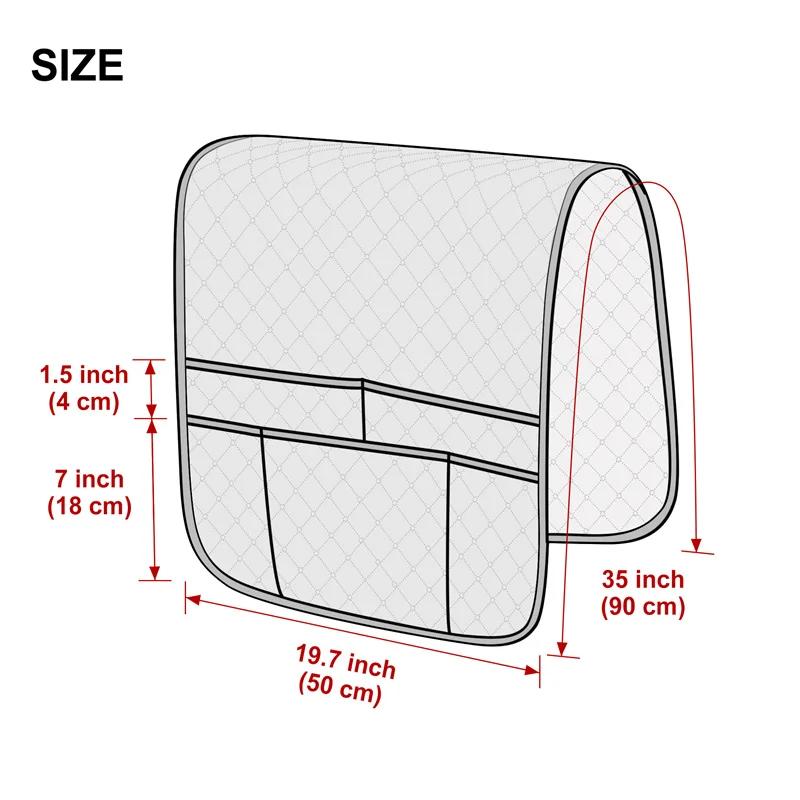 1PC Water Repellent Sofa Armrest Cover Double Pocket Sofa Side Cover Solid Color Plaid Chair Armrest Storage Bag for Living Room
