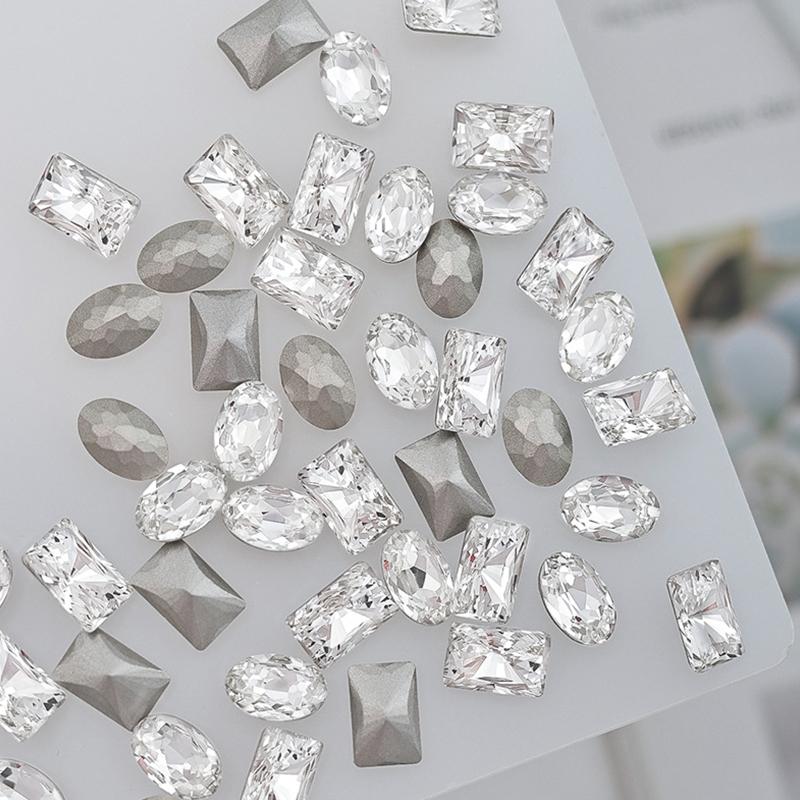 5 шт. прозрачные хрустальные бриллиантовые роскошные овальные квадратные стразы для дизайна ногтей драгоценные камни сверкающее стекло супер флэш-камни для ногтей подвески