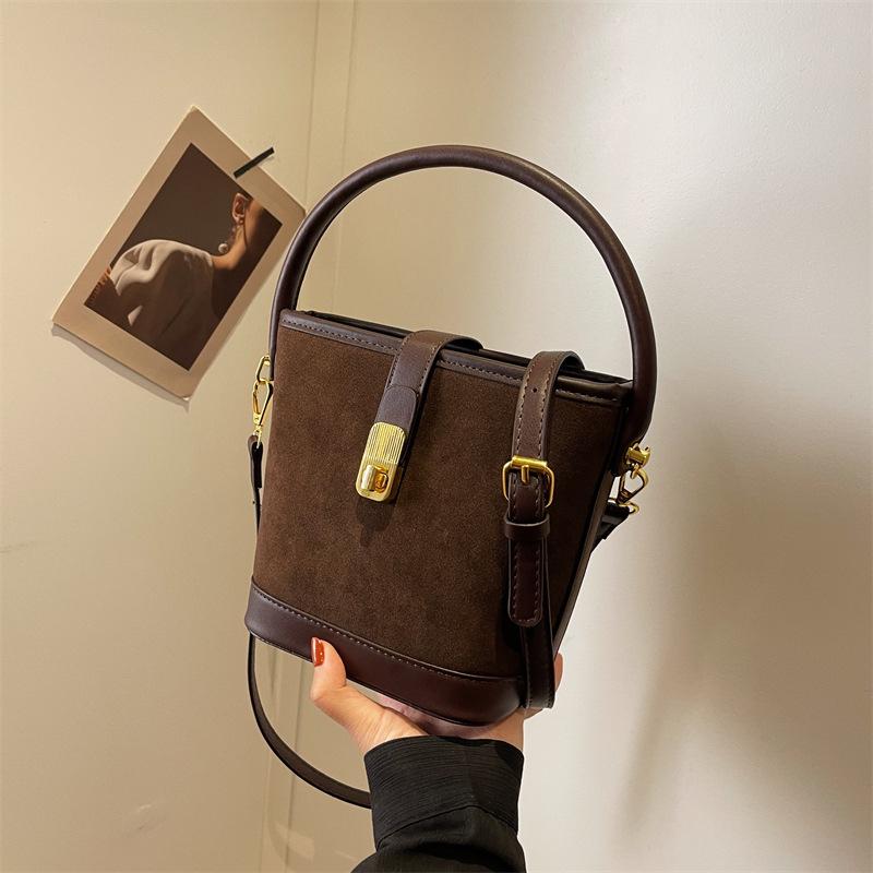Осень/зима Ретро Нишевый Дизайн Замшевая Сумка Новая Женская Сумка Через Плечо Модная Сумка Кроссбоди Портативная Сумка-Ведро KTY