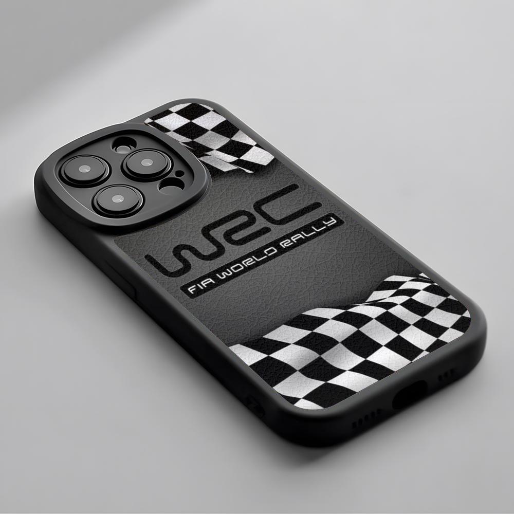 Логотип WRC Rally Racing модный узор Чехол для телефона Для iPhone 16 15 14 13 12 11 Plus Pro Max Силиконовый чехол из овчины черный