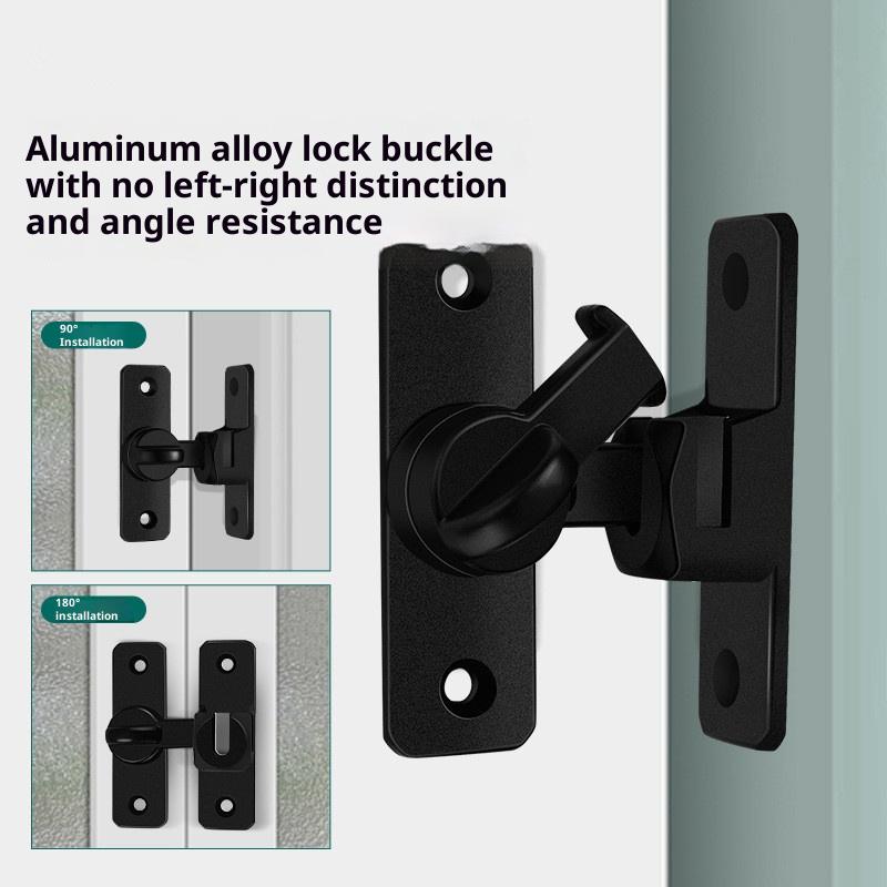 Punch-Free Hasp Latch Door Lock Black Cabinet Locks Kids Safety Lock Barn Door Sliding Door Anti-Pried Hook Lock Hardware