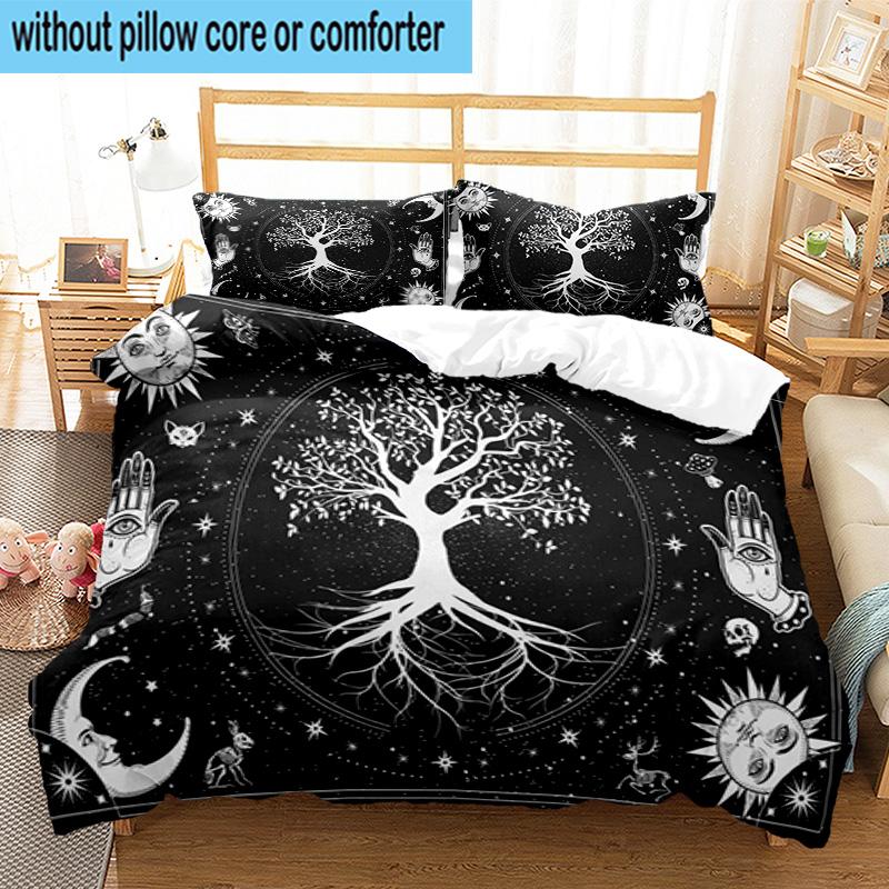 Tree Of Life Mandala 3pcs Bedding,Including 1pc Duvet Cover And 2pcs Pillowcases Perfect for Christmas,Ideal for Bedroom, Dormitory