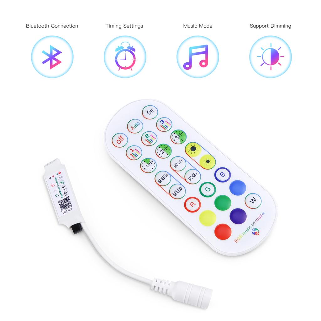 Smart Bluetooth App Control RGB LED Lights Strip 12V Flexible Tube Ribbon Lamp with 24 Keys Remote Control Home Decor Lighting