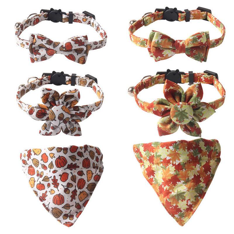 Очаровательный новый ошейник для питомца из осенней серии с кленовыми листьями и тыквами, треугольный шарф и дизайн с подсолнухом