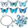 Bracelet Earrings Accessories Handmade Jewelry Animal Pendants Butterfly Charms Blue Enamel