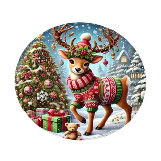 Рождественский коврик для пола круглый Санта Клаус Рождественский ковер Зональный ковер Противоскользящий Впитывающий Пряничный человечек Ковер для праздничного украшения дома Прихожая Гостиная