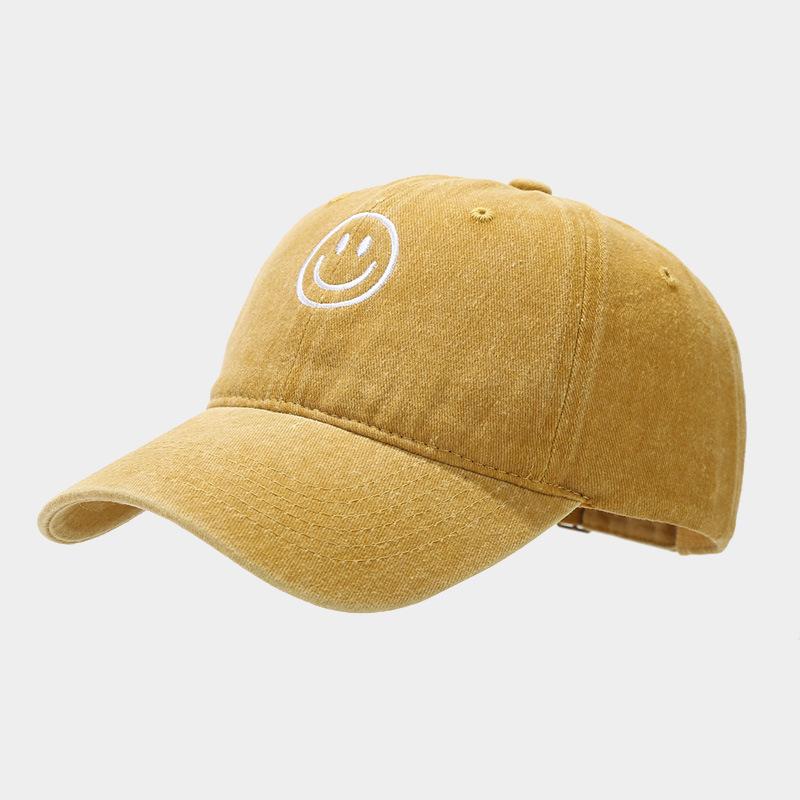 Хлопковые бейсболки с стиркой для женщин и мужчин, мягкая кепка-snapback, для активного отдыха, спорта, тракер, Gorras, вышивка смайлика, хип-хоп, кепка в стиле "папа", подарки