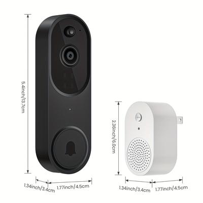 Беспроводная камера дверного звонка WiFi, звонок, обнаружение тела с помощью ИИ, двусторонняя аудиосвязь, функция ночного видения, облачное хранилище, мгновенная сигнализация