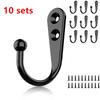 10Pcs Metal Hooks With Screws Wall Mounted Hanging Hook For Coat Towel Bags Caps Hanger Kitchen Bathroom Storage Rack Holder