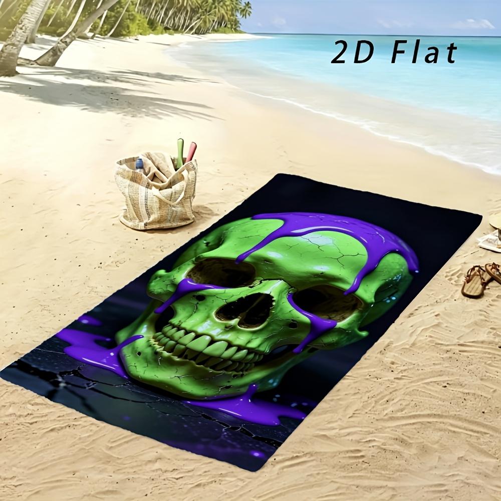 Hip Hop Punk Skull Pattern Microfiber Beach Towel 2D Flat Printed Sandproof Waterproof Cute Picnic Mat Travel Essentials